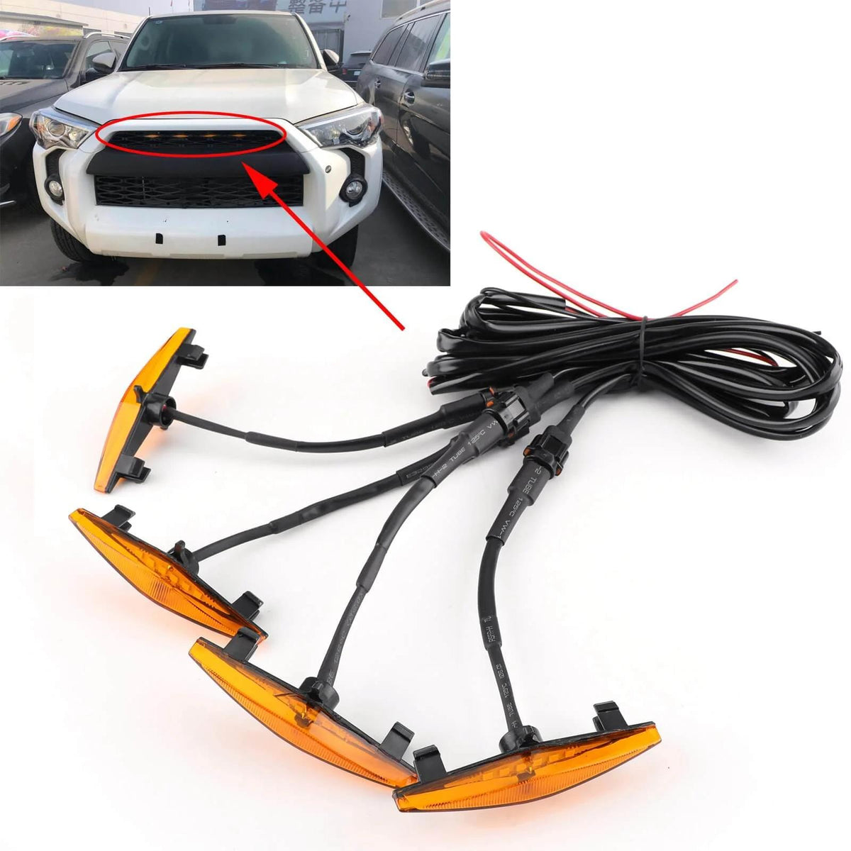 4PCS Plastic Car Grilles Grill LED Lights For Toyota 4Runner TRD Pro 2014-2023 Generic