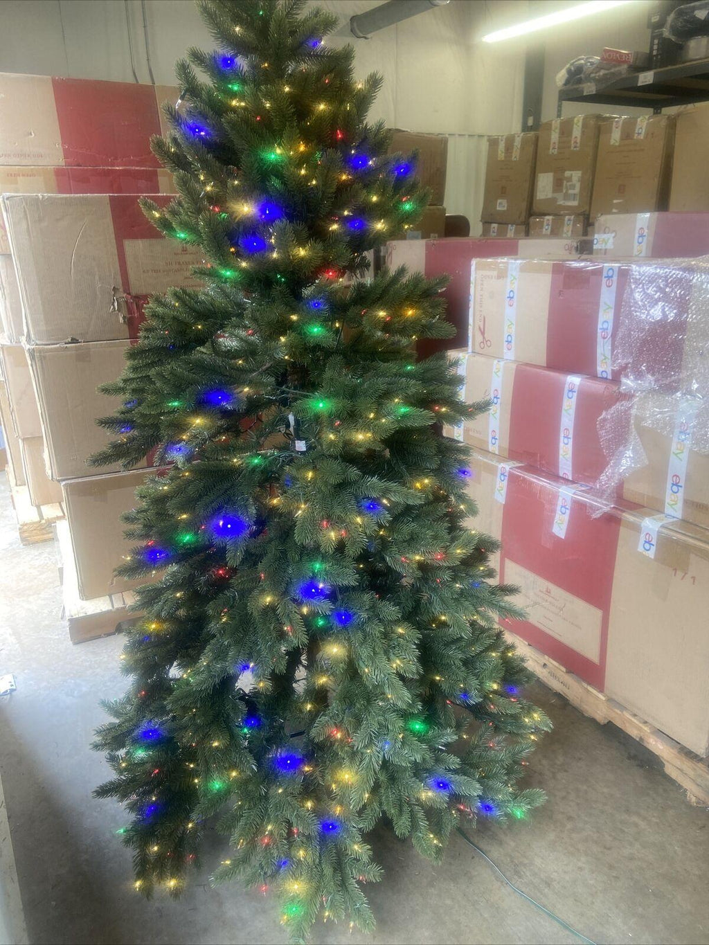 Open Box Balsam Hill Vermont White Spruce Narrow 6.5' Tree w/ Color + Clear LEDs