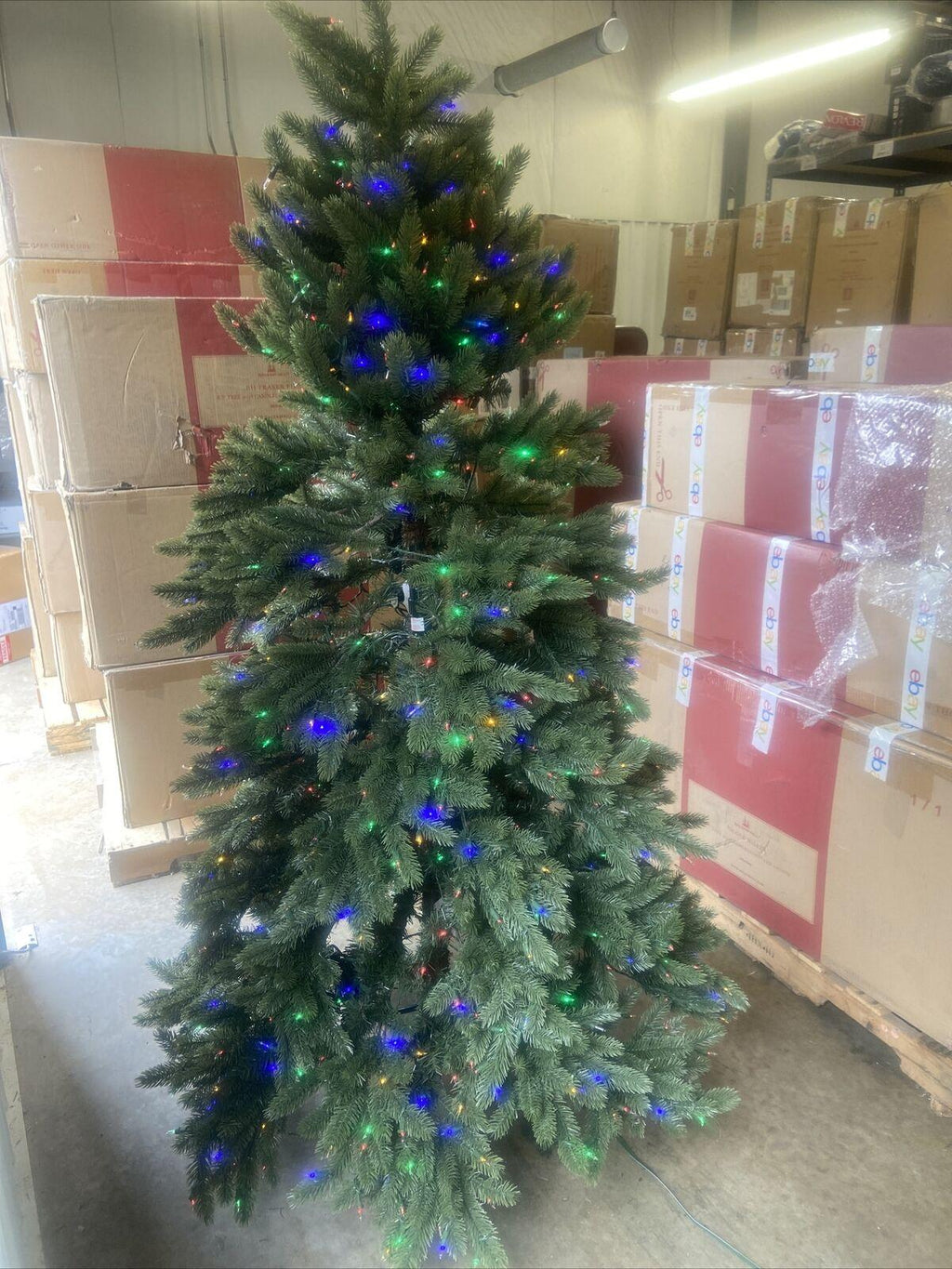 Open Box Balsam Hill Vermont White Spruce Narrow 6.5' Tree w/ Color + Clear LEDs