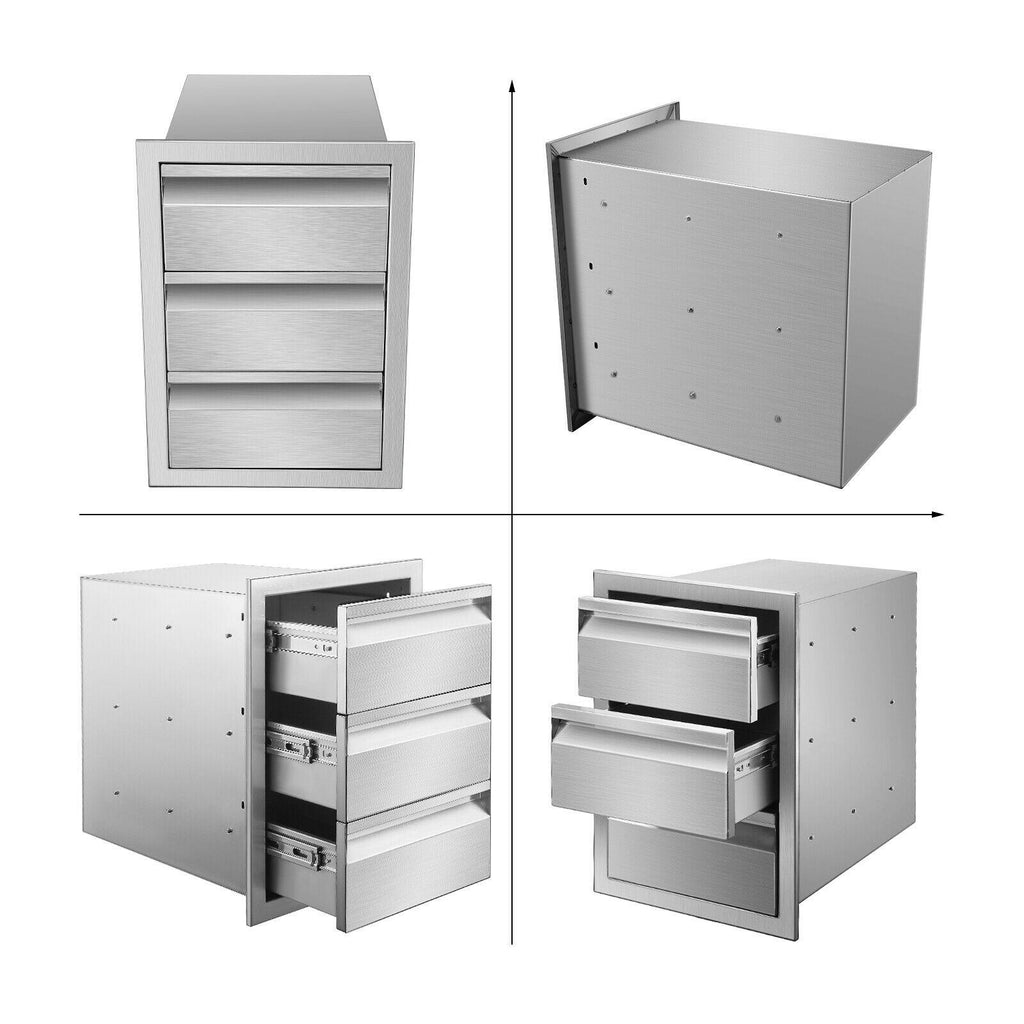 BBQ Access Door Triple Drawer 14x20.5x23" Combo Outdoor Kitchen Flush Mount
