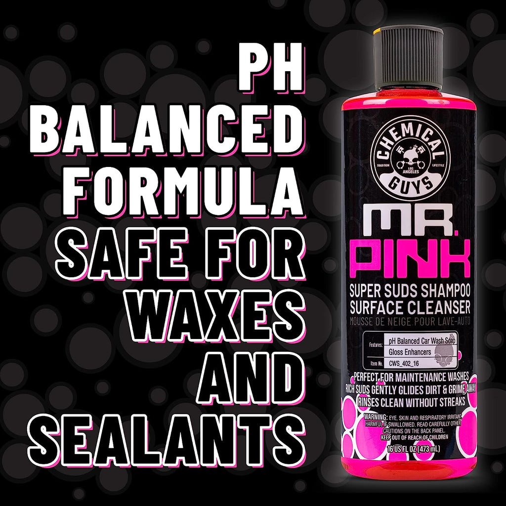 Chemical Guys CWS_402M Car Wash Starter Bundle – Mr. Pink Foaming Car Wash Soap, 128 oz fl oz (1 Gallon) with Green Chenille Wash Mitt (2 Items) Works on Cars, Trucks, SUVs, Jeeps, RVs &amp; More