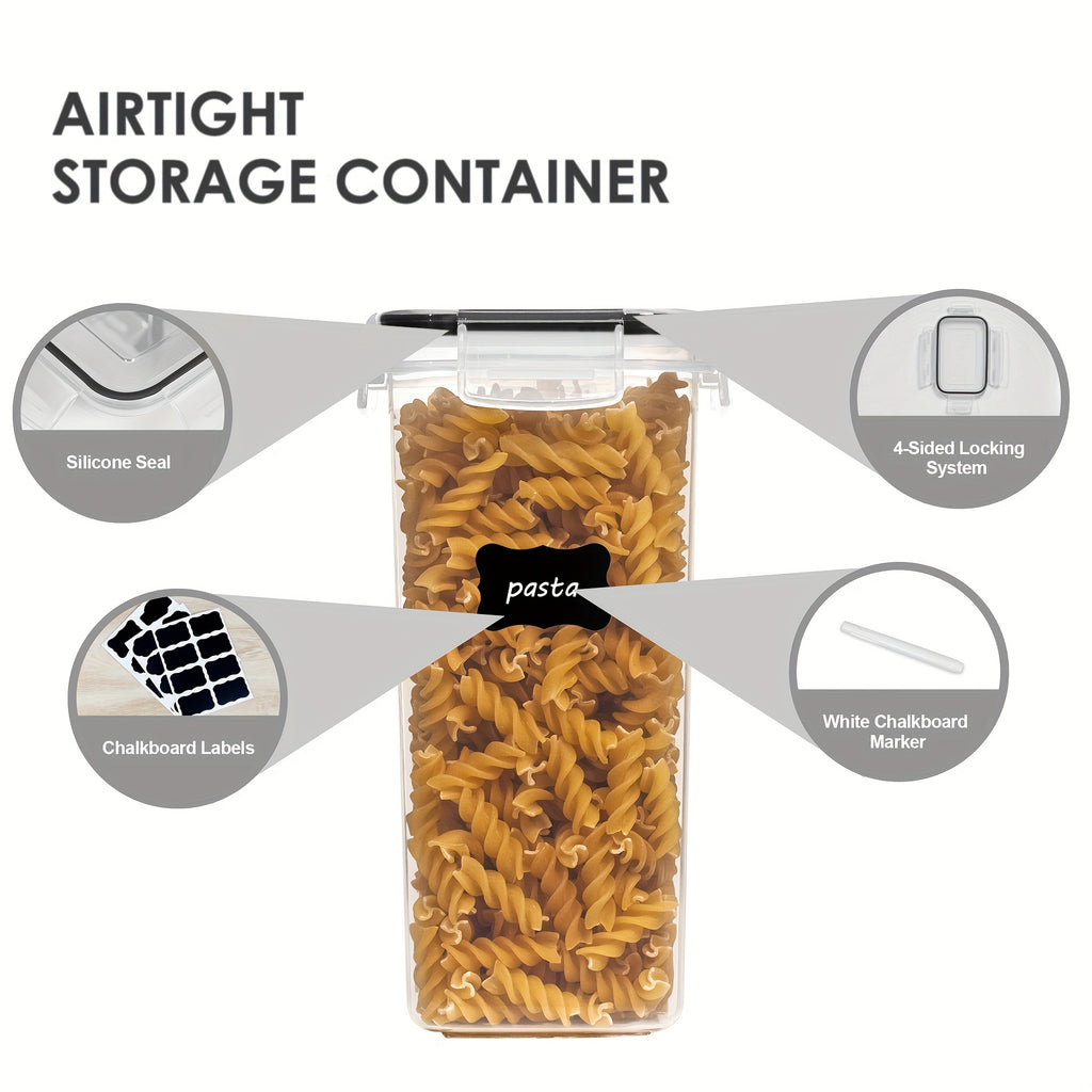 4/8/10pcs Airtight Food StoraContainers Set With Lids,BPA Plastic Kitchen And Pantry Organization Canisters For Cereal Flour,Sugar,with Labels