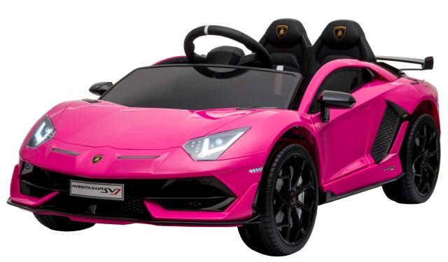 Electric power 12V Lamborghini Aventador ride on car for ONE KID for girls with Remote Control Opening doors LED lights Leather Seat MP3 - Pink
