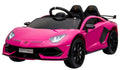 Electric power 12V Lamborghini Aventador ride on car for ONE KID for girls with Remote Control Opening doors LED lights Leather Seat MP3 - Pink