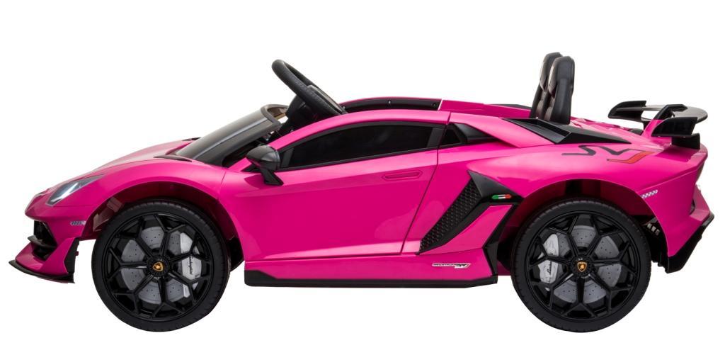 Electric power 12V Lamborghini Aventador ride on car for ONE KID for girls with Remote Control Opening doors LED lights Leather Seat MP3 - Pink