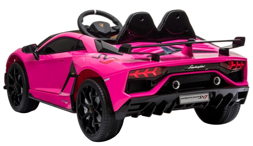Electric power 12V Lamborghini Aventador ride on car for ONE KID for girls with Remote Control Opening doors LED lights Leather Seat MP3 - Pink
