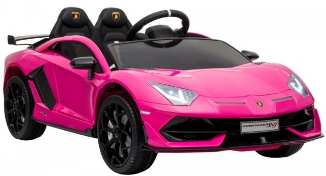 Electric power 12V Lamborghini Aventador ride on car for ONE KID for girls with Remote Control Opening doors LED lights Leather Seat MP3 - Pink