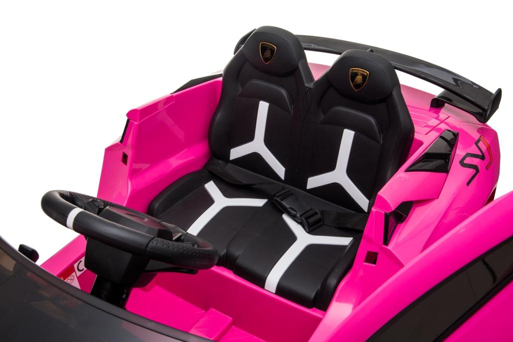 Electric power 12V Lamborghini Aventador ride on car for ONE KID for girls with Remote Control Opening doors LED lights Leather Seat MP3 - Pink
