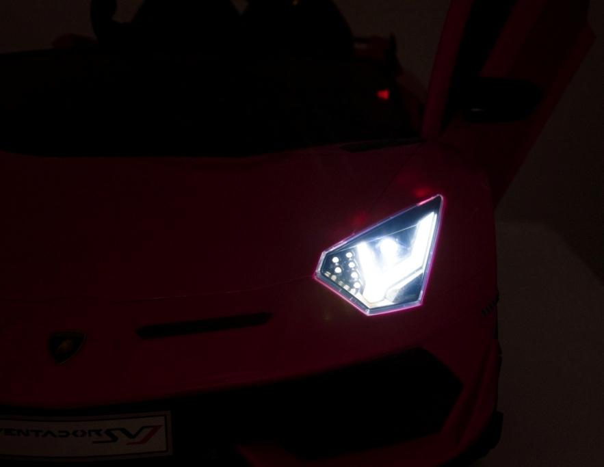 Electric power 12V Lamborghini Aventador ride on car for ONE KID for girls with Remote Control Opening doors LED lights Leather Seat MP3 - Pink
