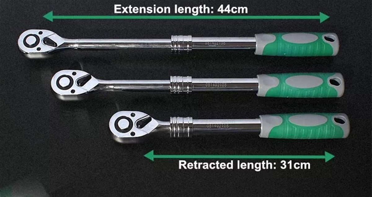 Screwdriver Set, Hand Tools 3pcs 1/2Inch Auto Telescopic Ratchet Wrench Universal Key Spanner Length 31-44cm Torque Wrench Car Bike Repair Tools