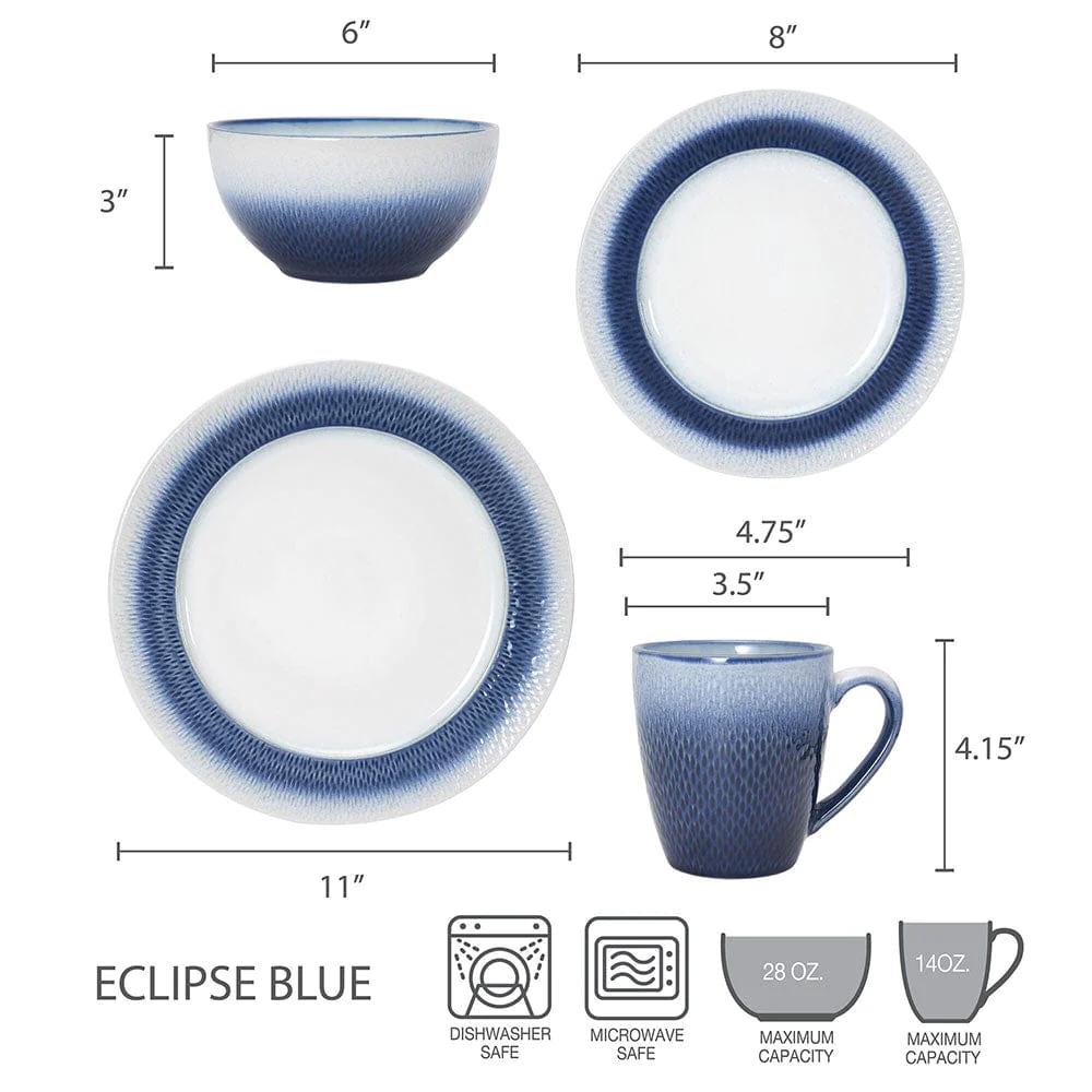 Eclipse Blue 16 Piece Dinnerware Set, Service for 4