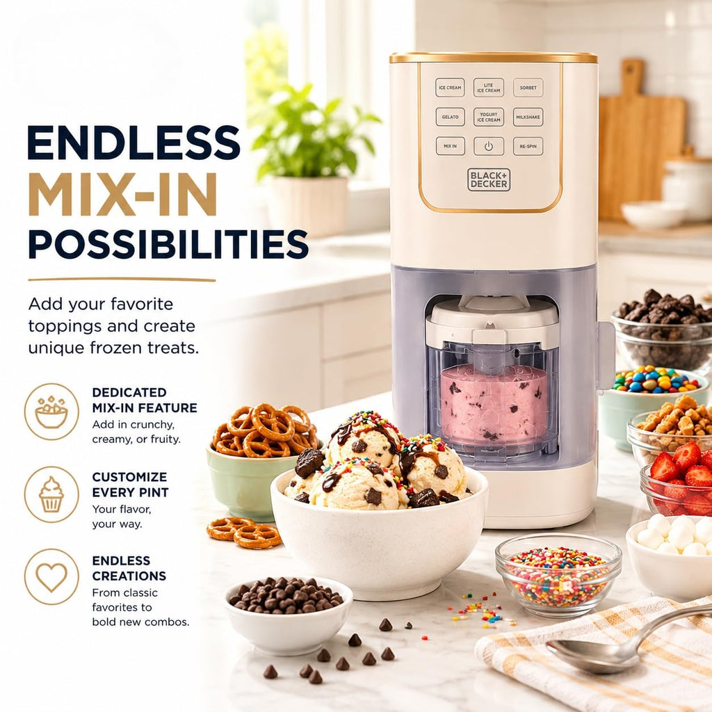 Ice Cream Maker for Families & Kids – Make Protein, Keto & Dairy-Ice Cream, Gelato & Milkshakes at Home – Easy Creamy Pint Machine with Mix-Ins