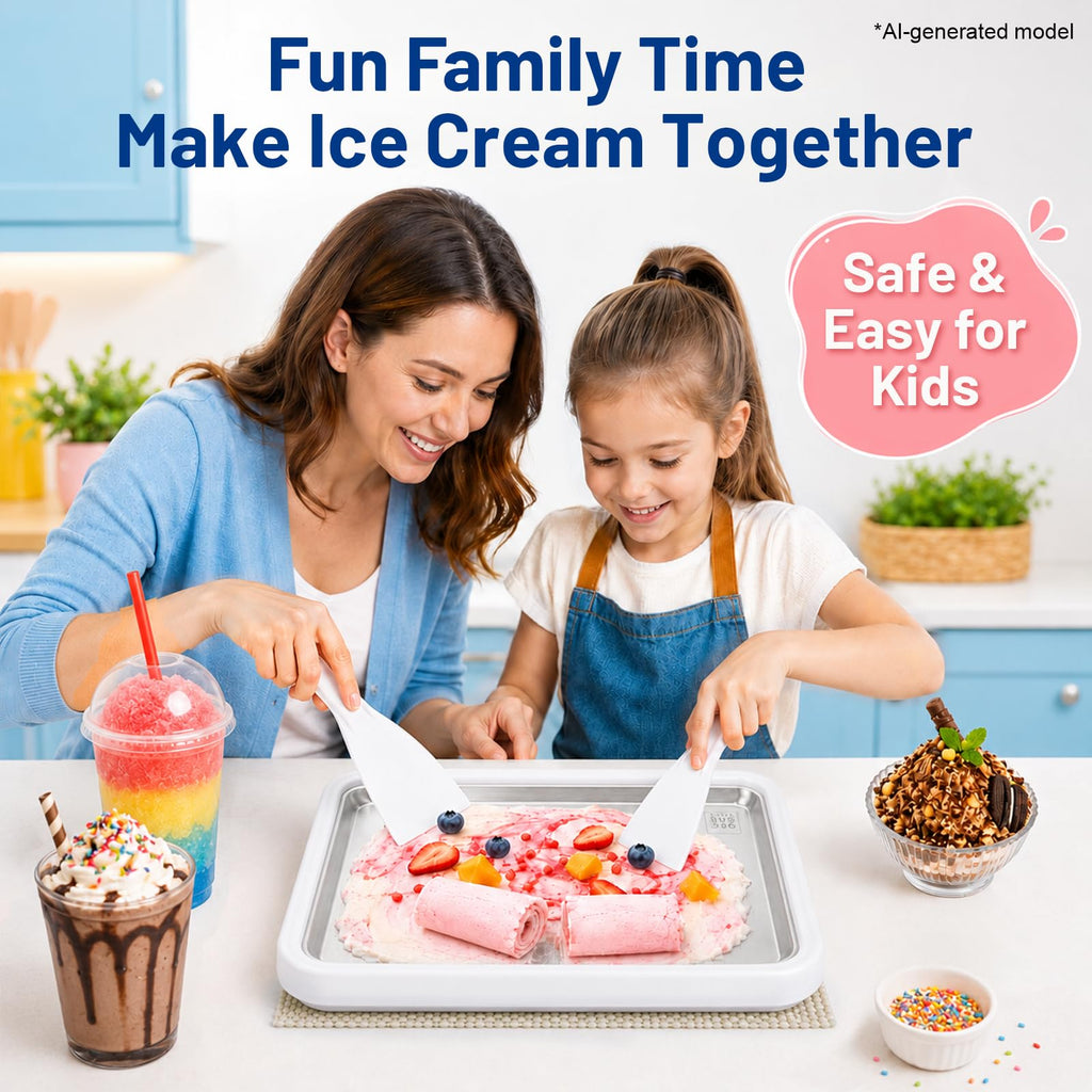 Rolled Ice Cream Maker,  Freeze Tray Ice Cream Maker,Homemade DIY Ice Cream Rolled Maker for Fun Family Activities, Rolled Ice Cream Tray for Yogurt, Sorbetand and Gelatod, White