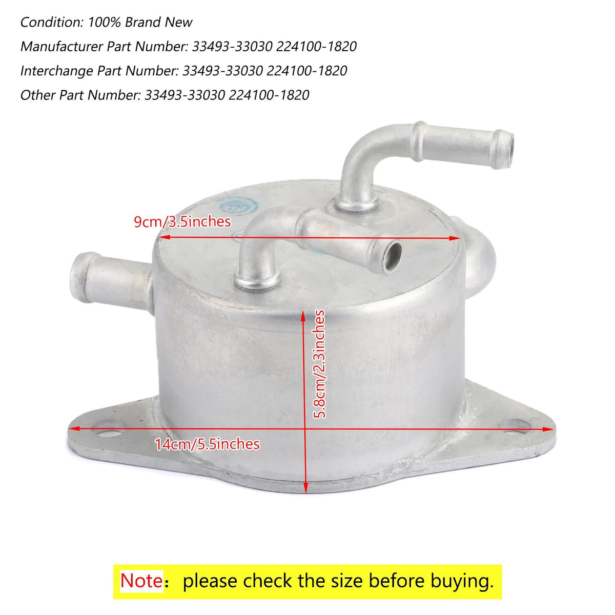 2012-2016 Toyota Camry 2.5L Transmission Oil Cooler 33493-33030 224100-1820 Generic