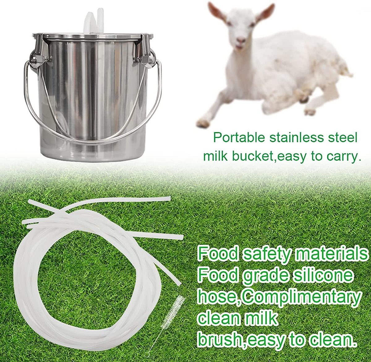 dishengzhen goat milking machine, 3l electric vacuum pulsation suction pump milker machine auto-stop device for goat sheep, livestock household farm milking equipment