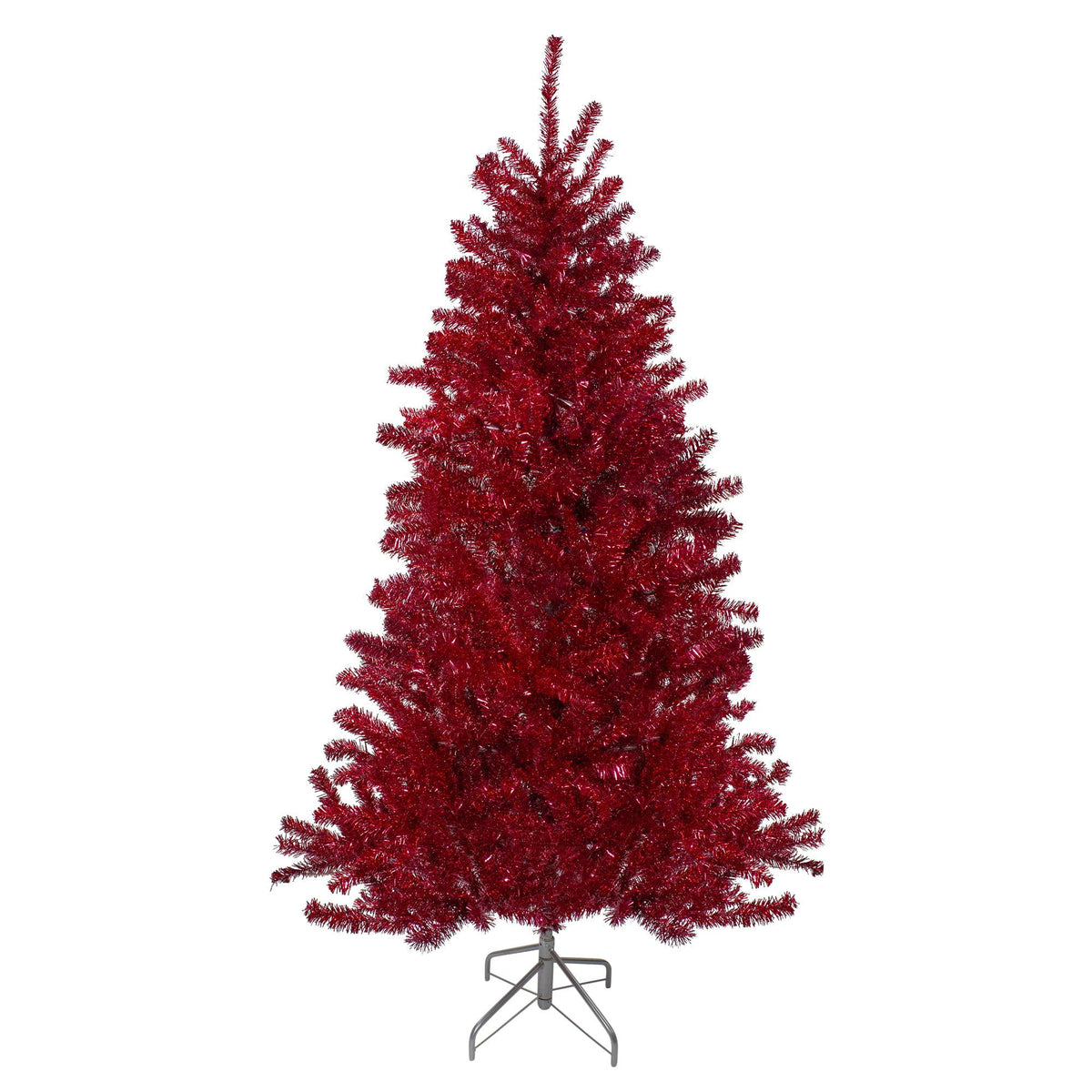 6' Metallic Red Tinsel Artificial Christmas Tree - Unlit