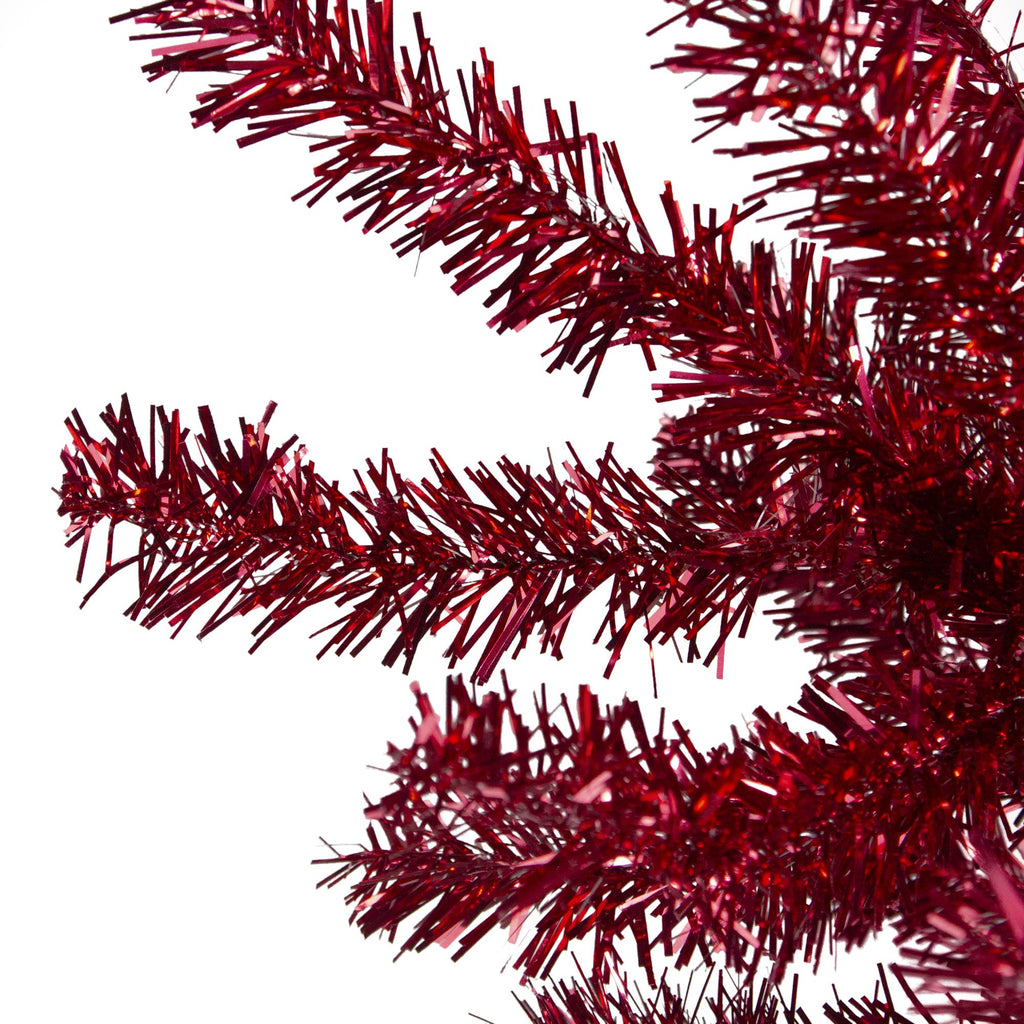 6' Metallic Red Tinsel Artificial Christmas Tree - Unlit