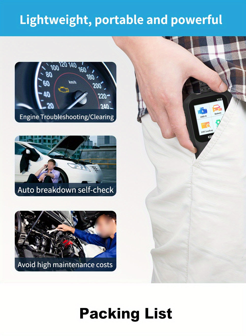 Auto Diagnostic Instrument Obd Diagnostic Tool Engine Fault Detector Auto Code Reading Card Data Stream VIN Read Fault Code Elimination