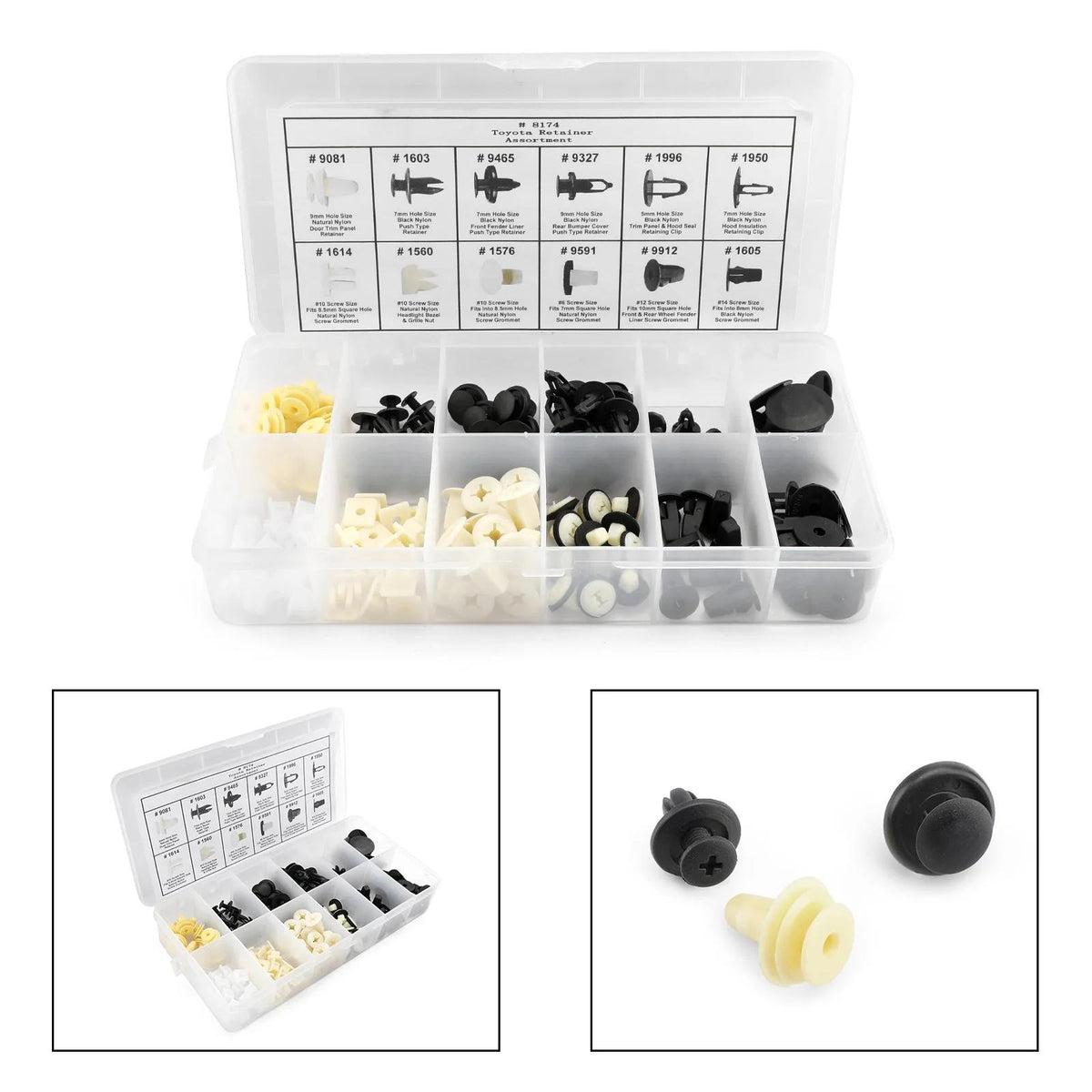 146 PCS Fender Door Hood Bumper Trim Clip Body Retainer Assortment 67771-01010 For Toyota Generic