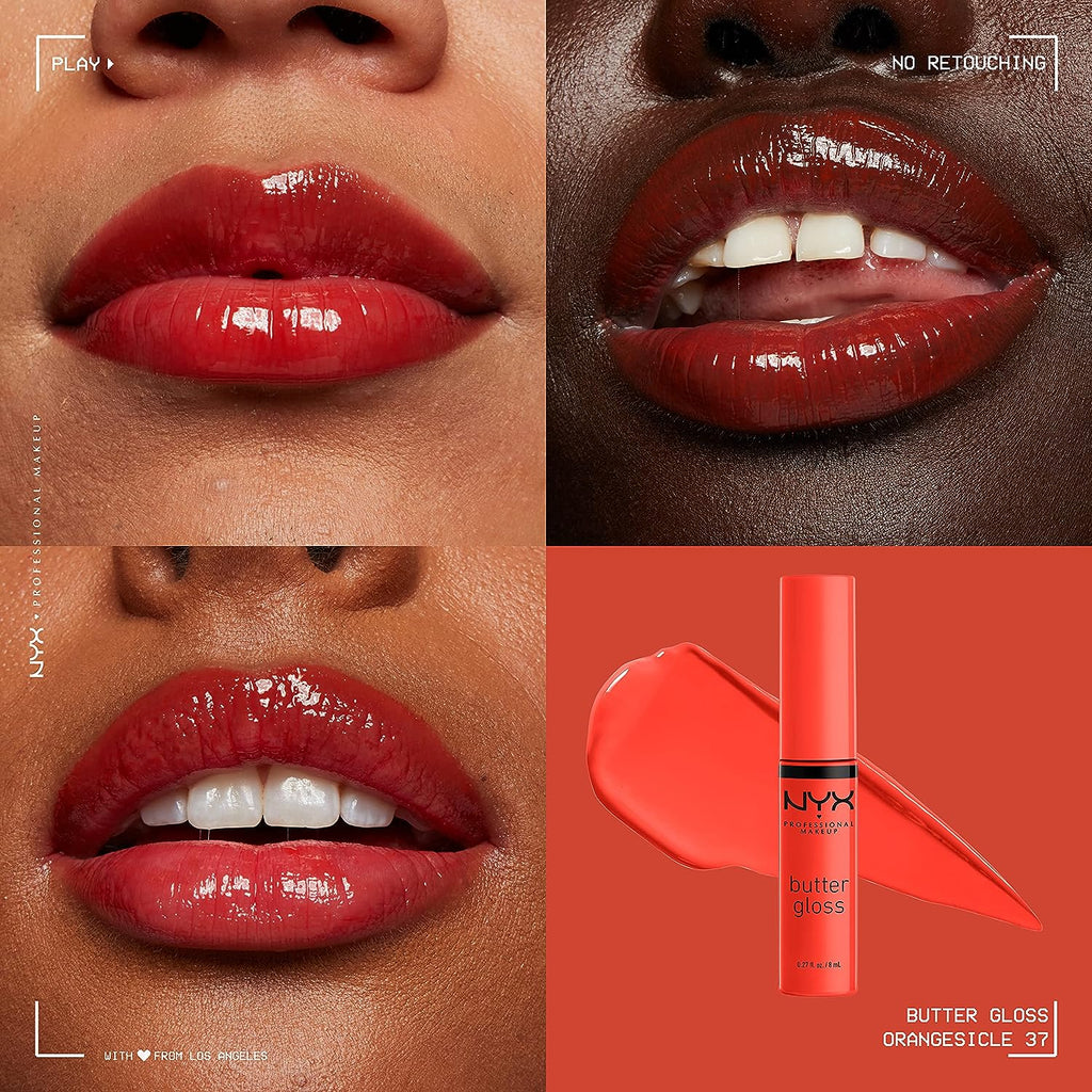 NYX PROFESSIONAL MAKEUP Butter Gloss, Non-Sticky Lip Gloss - Orangesicle (Orange) (Pack of 2)