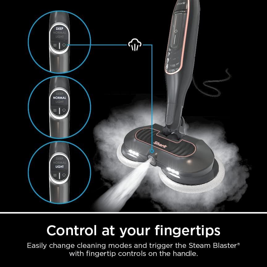 Shark S7201 Steam &amp; Scrub with Steam Blaster Technology All-in-One Hard Floor Steam Mop with 3 Steam Modes &amp; LED Headlights, Rose Gold/Black