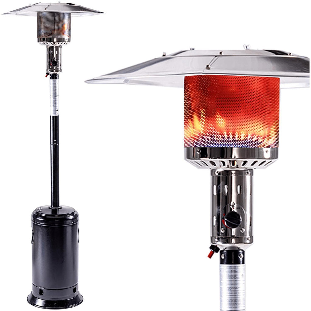 moonbody Outdoor Patio Propane with Portable Wheels 47,000 BTU 88 inch Standing Gas Outside Stainless Steel Commercial &amp; Residential Hammered Black for Party Restaurant Garden Yard