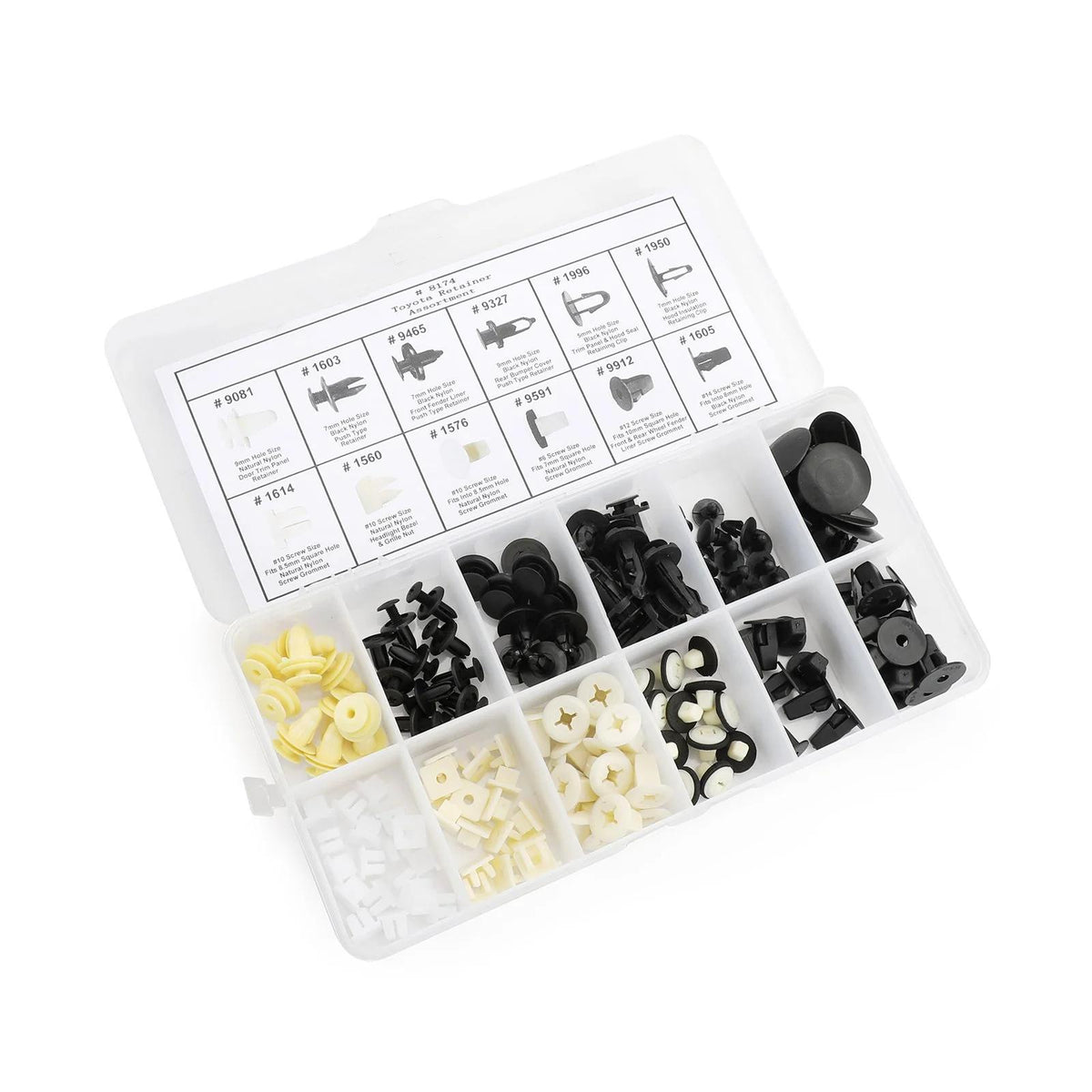 146 PCS Fender Door Hood Bumper Trim Clip Body Retainer Assortment 67771-01010 For Toyota Generic