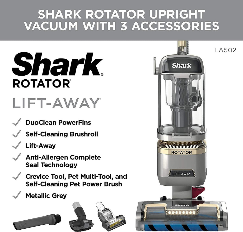 Shark Rotator Vaccum Upright Vacuum with Self-Cleaning Brushroll Powerful Pet Hair Pickup and HEPA Filter, Lift-Away w/Duo, Silver