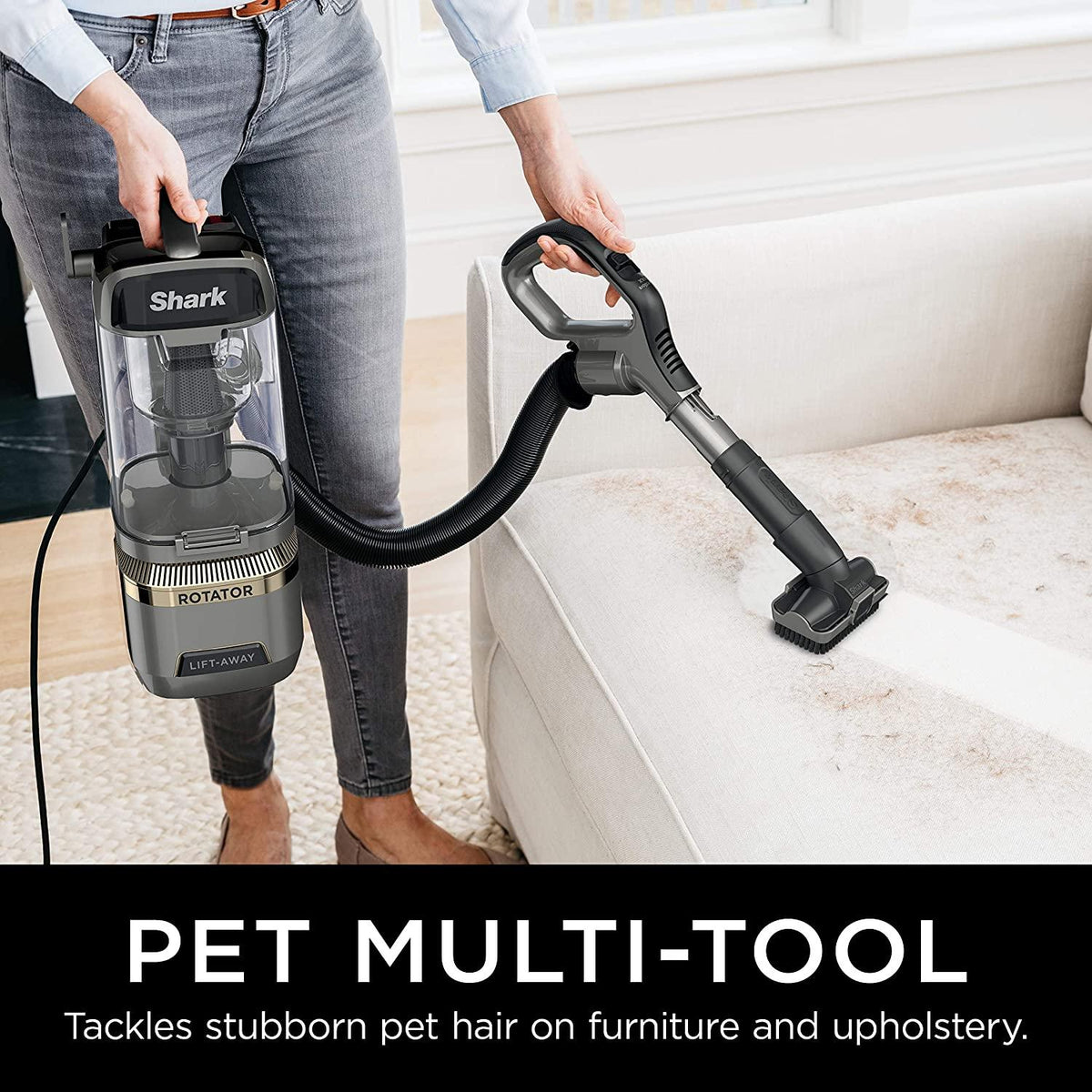 Shark Rotator Vaccum Upright Vacuum with Self-Cleaning Brushroll Powerful Pet Hair Pickup and HEPA Filter, Lift-Away w/Duo, Silver