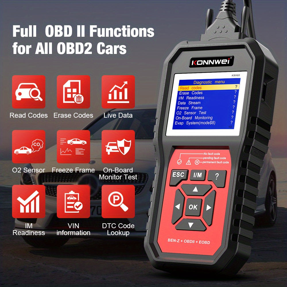 KONNWEI Car Obd2 Scanner For Mercedes-Benz, ABS Airbag Oil ABS EPB DPF SRS TPMS Reset Full Systems Diagnostic Tool EOBD Inspection Tester Tools