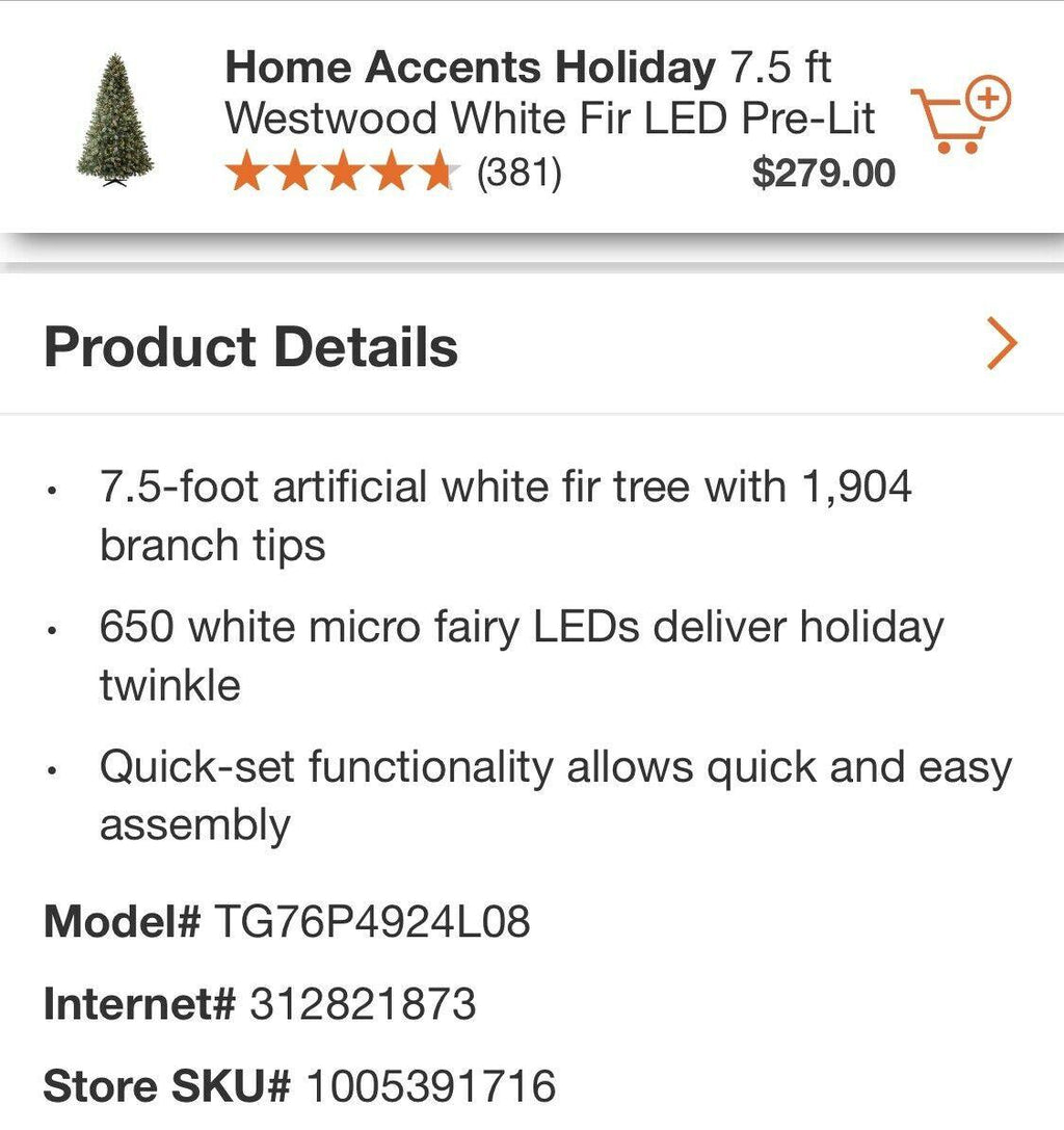 Home Accents Holiday 7.5 ft West LED Pre-Lit Artificial Christmas Tree