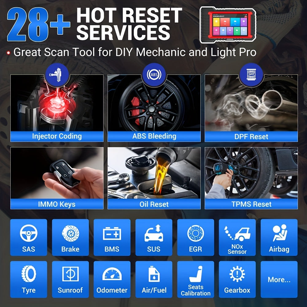 KINGBOLEN K7 OBD2 Scanner ECU Coding Active Test 28 Resets AF Reset ALL System Auto Diagnostic Tools 3 Years Update