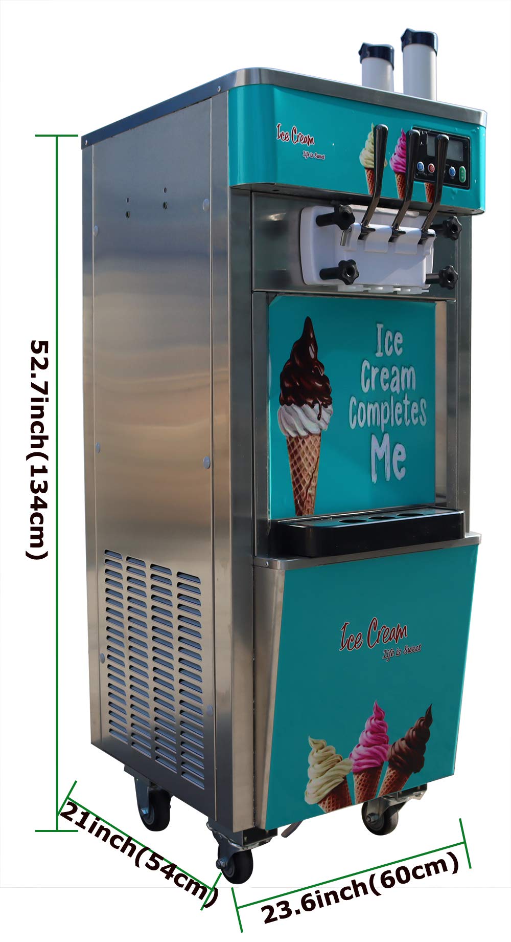 Commercial 110V 3Flavor Soft Ice Cream Cooling MaMachine 20-30L/H Standing Type(Ite#210051)