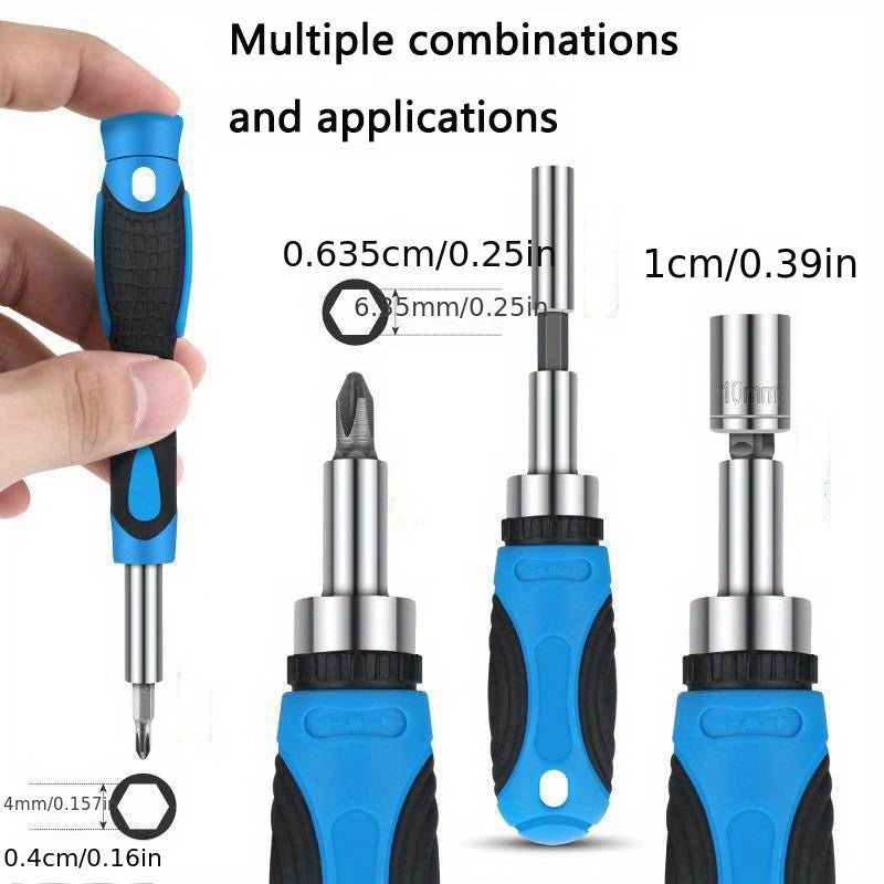 1set Multi-Functional Ratchet Screwdriver Bit Set - Slotted, Cross & Universal Tools For Precision Driving