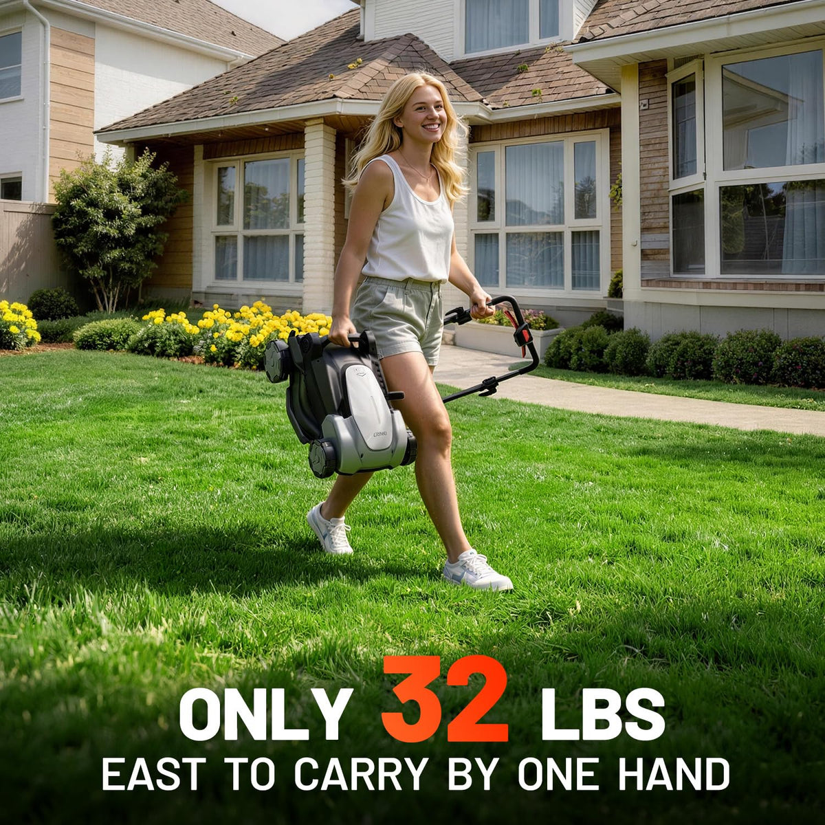 40V (2×20V) Push Mower, Electric Lawn Mower Cordless 16″, Brushless Motor, 6-Height Adjust, 50L Grass Collector, 2×5.0Ah Batteries &amp; Charger