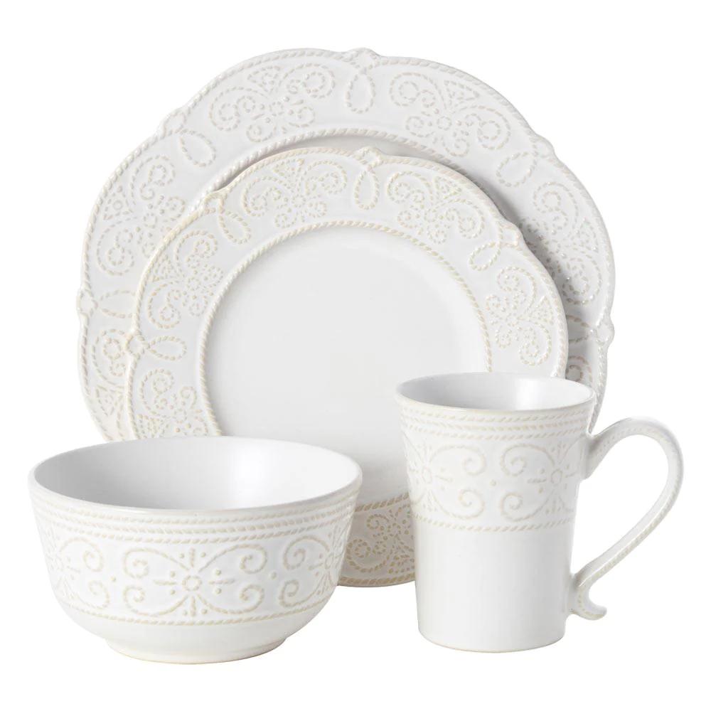 Abby White 16 Piece Dinnerware Set, Service for 4