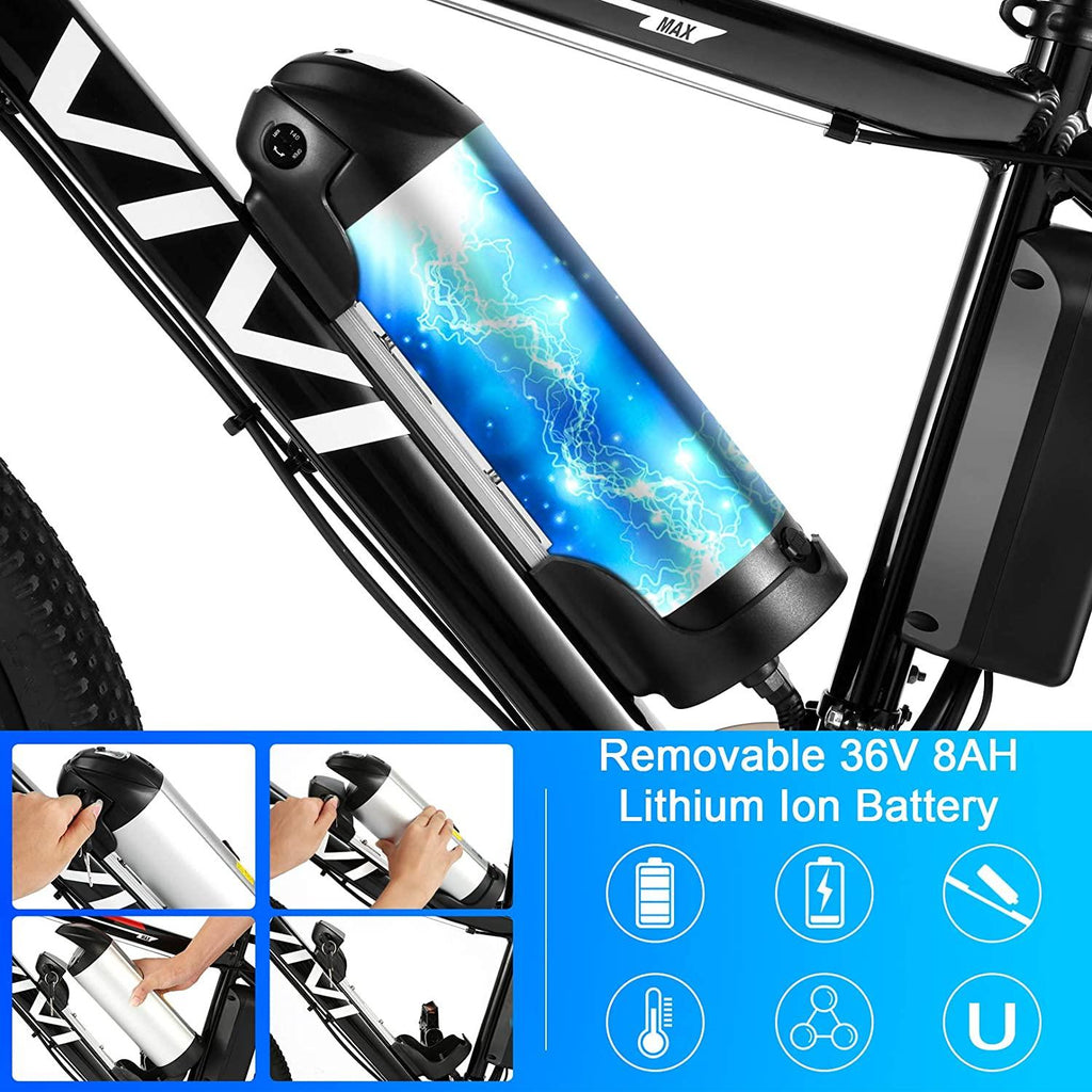 VIVI Electric Bike 26" Electric Mountain Bike, 350W Ebike 20MPH Electric Bikes for Adults/Electric Commuter Bicycle with Removable 8Ah Lithium-Ion Battery,  21 Speed