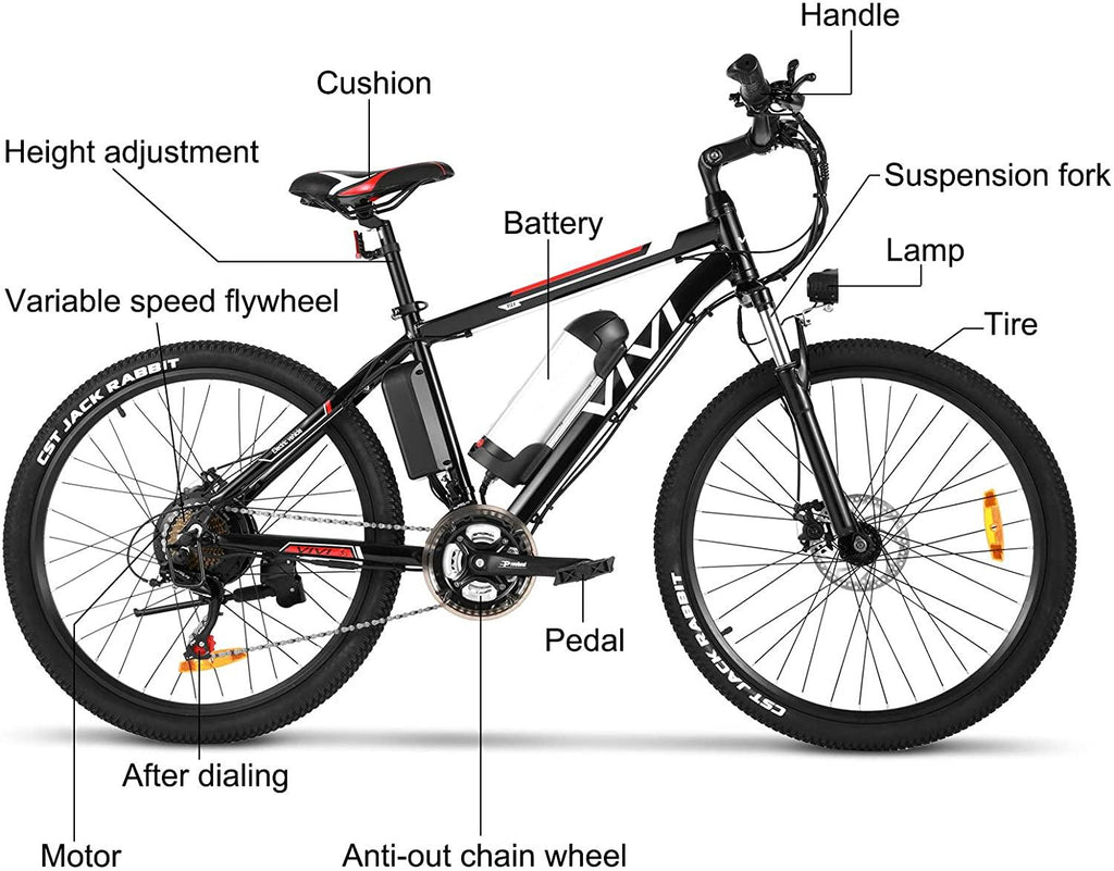 VIVI Electric Bike 26" Electric Mountain Bike, 350W Ebike 20MPH Electric Bikes for Adults/Electric Commuter Bicycle with Removable 8Ah Lithium-Ion Battery,  21 Speed