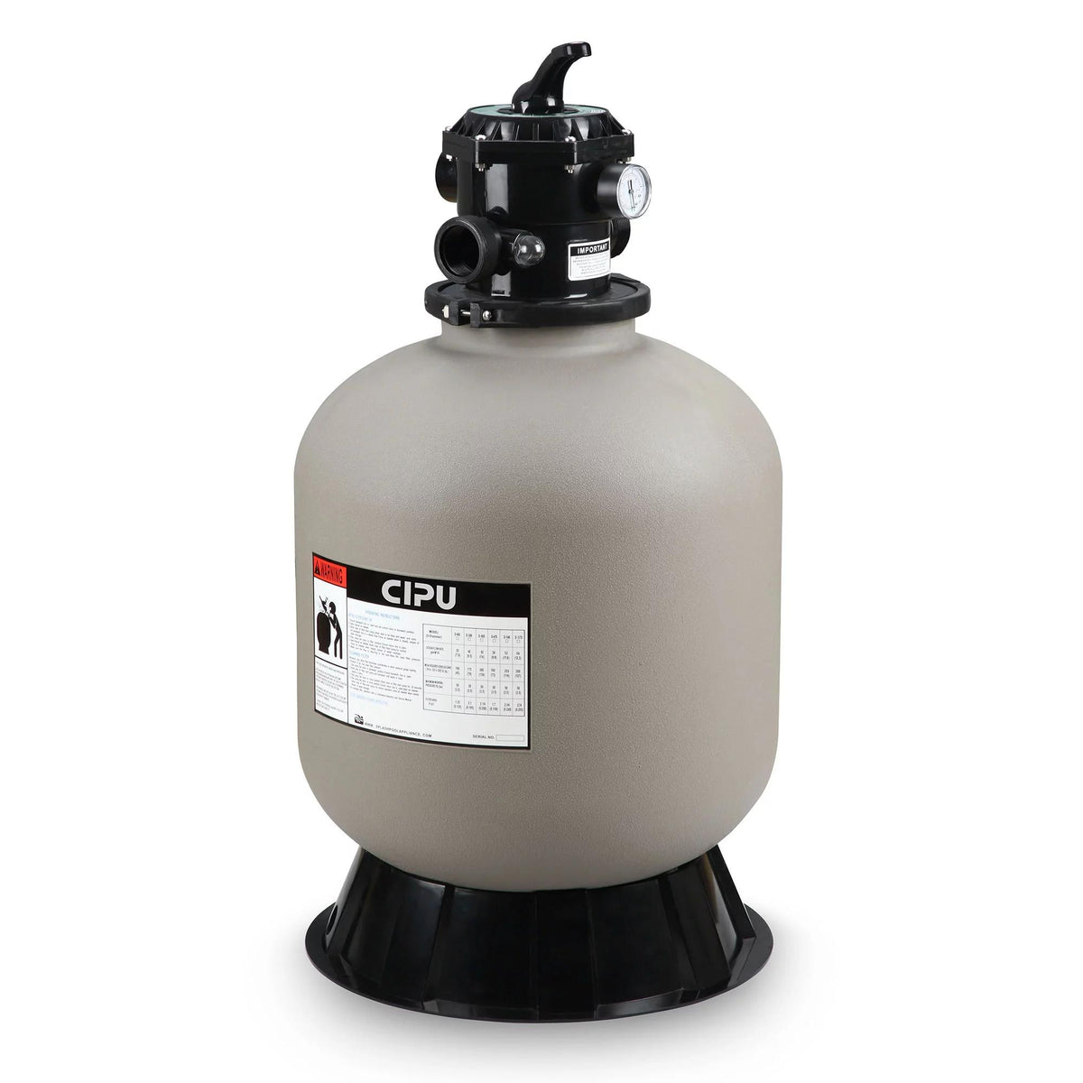 16-inch top mount swimming pool sand filter with 6-way valve