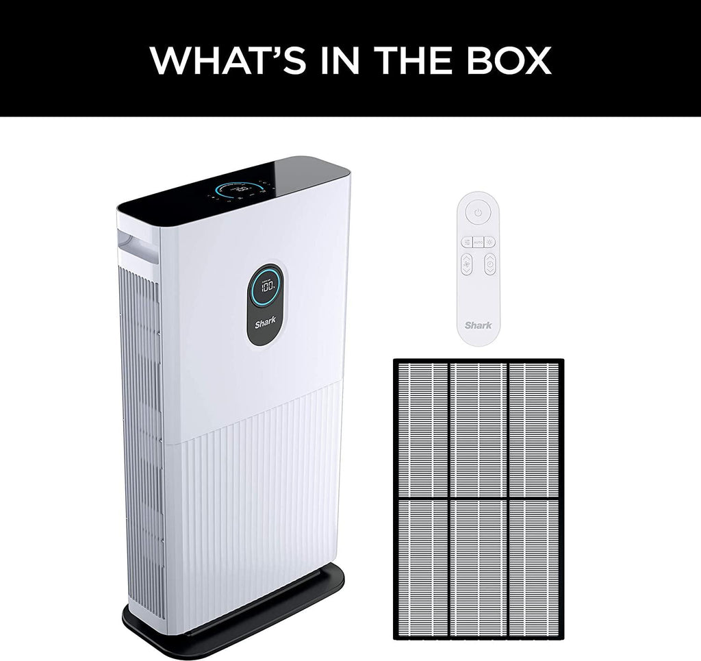 Shark HE601 Air Purifier 6 True HEPA Cleans up to 1200 Sq. Ft., Captures 99.98% of Particles, dust, allergens, Smoke, 0.1–0.2 microns, Advanced Odor Lock, Quiet, 6 Fan, White