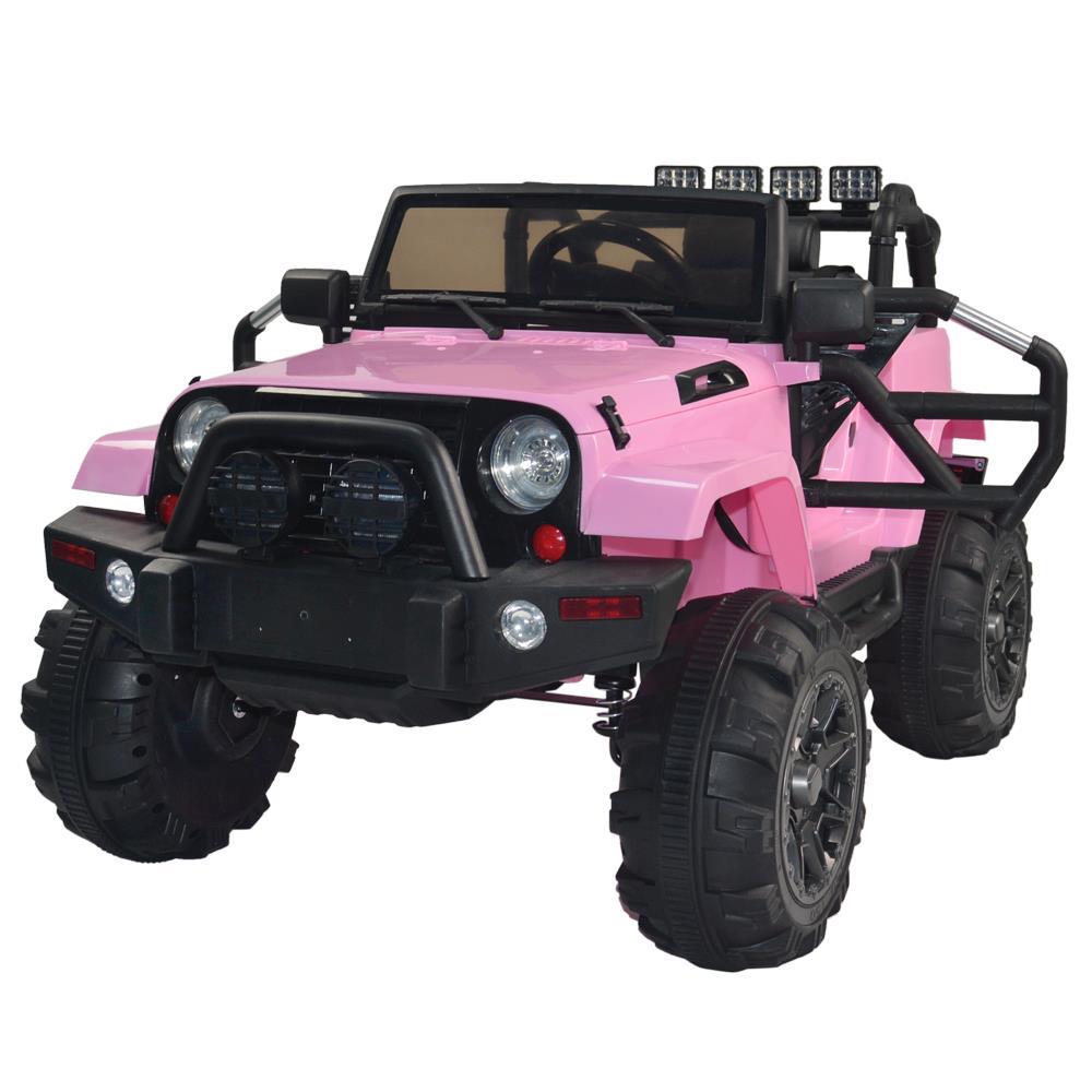 Ktaxon Pink 12V Ride On Car Truck W/ Remote Control, 3 Speeds, Spring Suspension, LED Lights