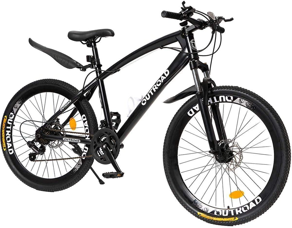 Outroad 26 Inches Mountain Bike for Men/Women, 21 Speeds Trek Bike, 26 in Wheels, Full Suspension Adult Bicycle Spring Fork Anti-Slip Bikes, Black
