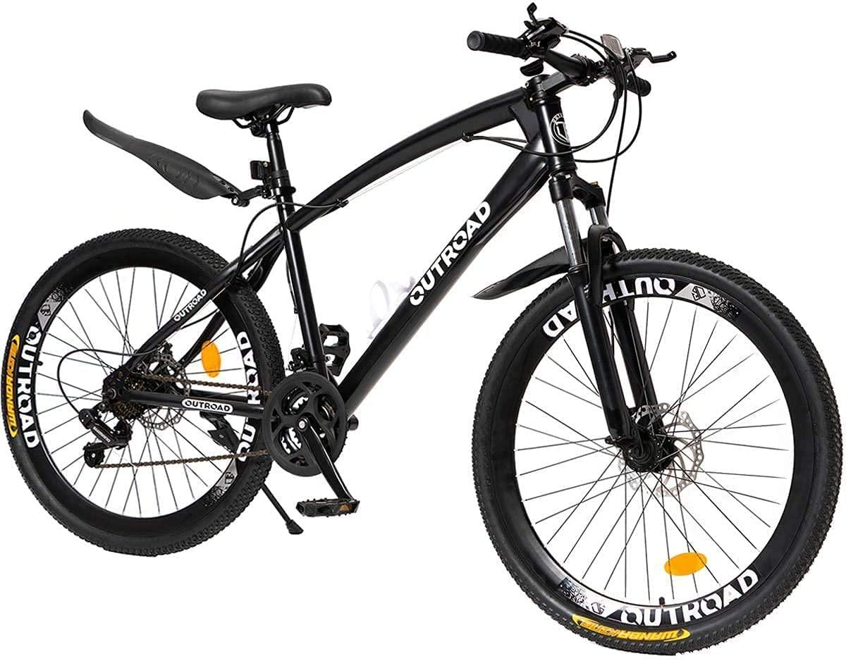 Outroad 26 Inches Mountain Bike for Men/Women, 21 Speeds Trek Bike, 26 in Wheels, Full Suspension Adult Bicycle Spring Fork Anti-Slip Bikes, Black