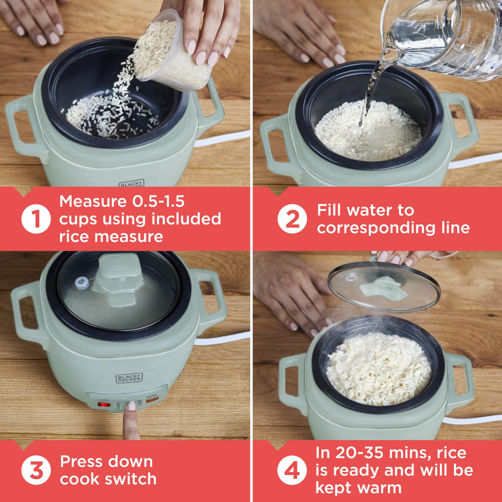 3-Cup Cooked (1.5 Cups Uncooked) Rice Cooker, Removable Nonstick Bowl, One-Touch Operation, Surf Spray