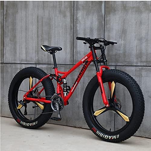 CHICAI High-Carbon Beach Snow Fat Bike Mountain Cross-Country Steel Ultra-Wide Tire Sports Bike 21-30speed Low-Speed Racing Student Bike Adult 26-inch (Size : 27-Speed)