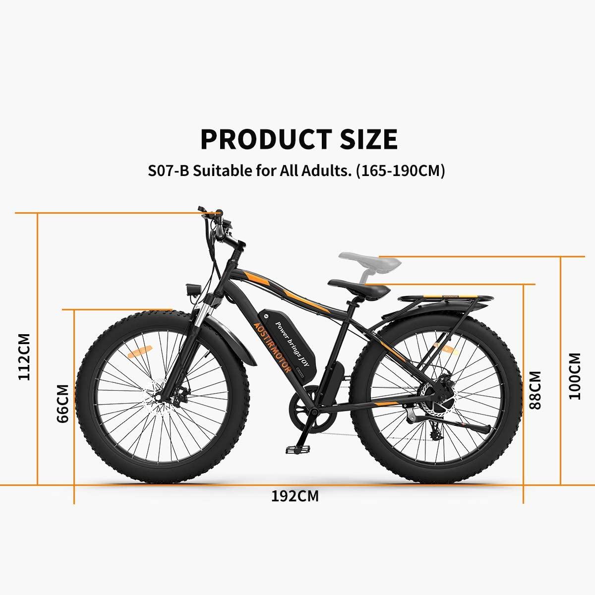 AOSTIRMOTOR Fat Tire Bike, 750W 48V 13AH Ebike with Rack and Fender, 26 ‘’4.0 inch E Mountain Bike, Electric Bicycle for Adults
