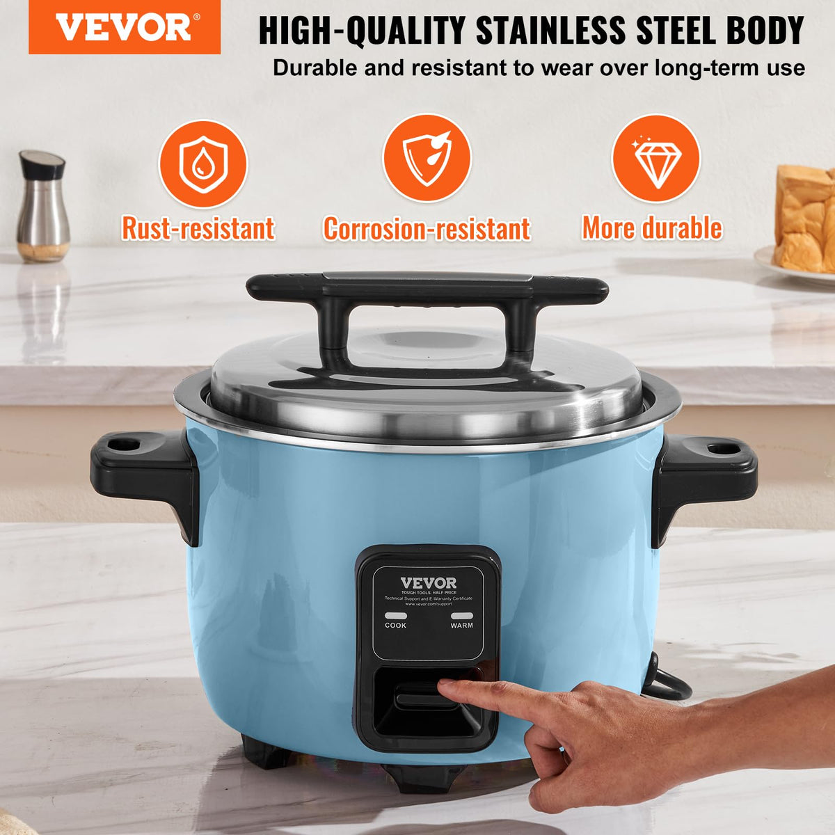 Commercial Rice Cooker, 40-Cup Rice Cooker, 8.45 Qt / 8 Liter LarRice Cooker and Warmer with Nonstick Inner Pot, Fast Cooand 24-Hour Keep Warm, with Rice Cup and Paddle, for Restaurant