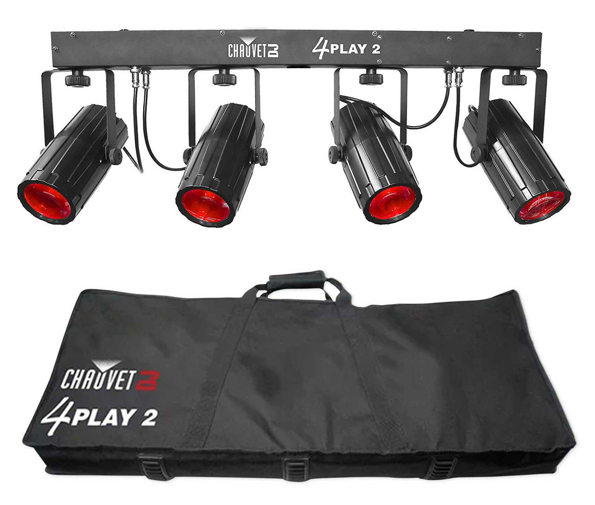 (2) Chauvet DJ 4PLAY 2 RGBW DMX Light Bars Packages+Bags+Stands and Facade 4PLAY2