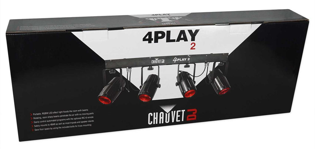 (2) Chauvet DJ 4PLAY 2 RGBW DMX Light Bars Packages+Bags+Stands and Facade 4PLAY2