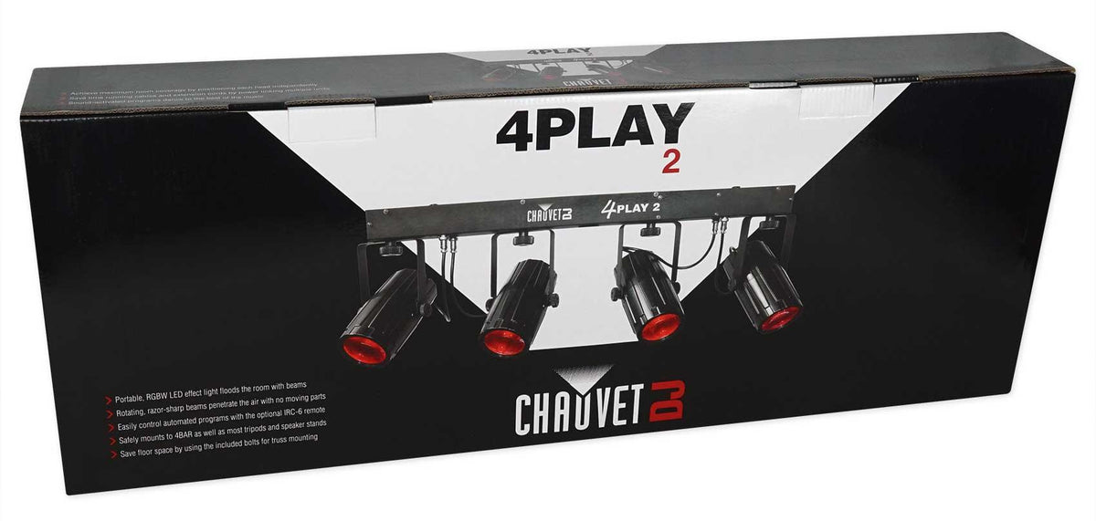 (2) Chauvet DJ 4PLAY 2 RGBW DMX Light Bars Packages+Bags+Stands and Facade 4PLAY2